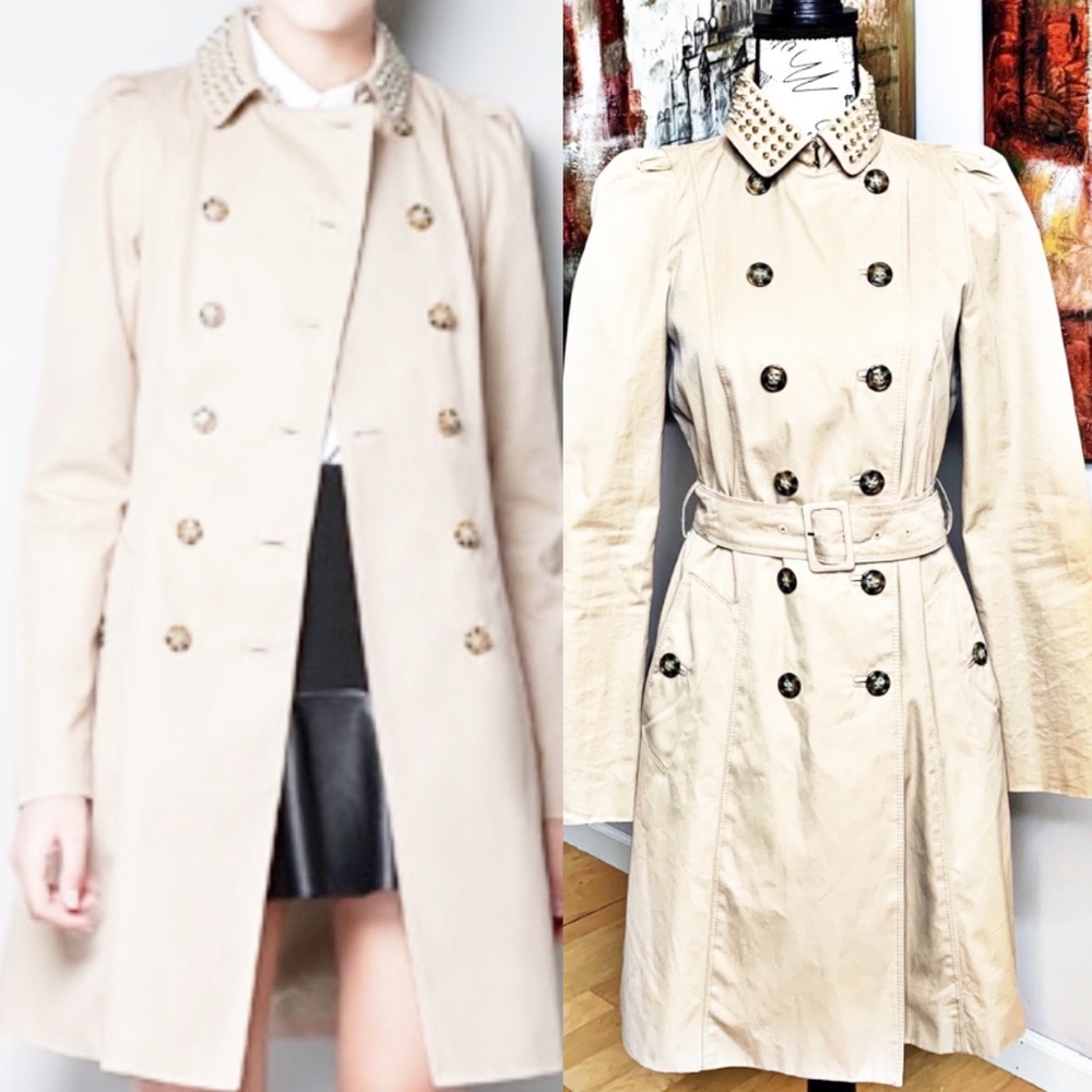 Zara Studded Collar Trench Coat